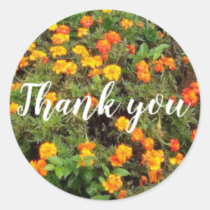 Orangefarbene botanische Blume danke Runder Aufkleber