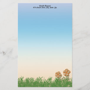 Orangefarbene Burlap-Blume Personalisiert Briefpapier