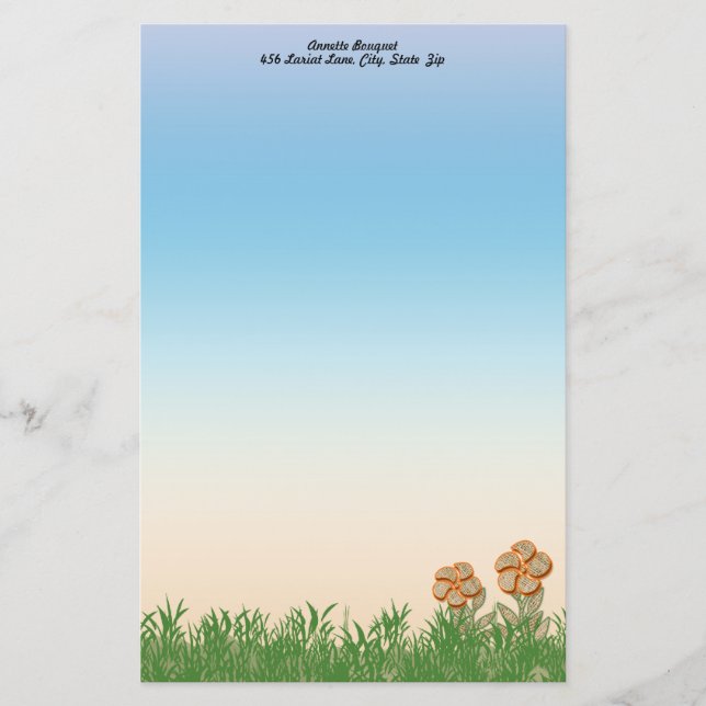 Orangefarbene Burlap-Blume Personalisiert Briefpapier (Vorderseite)