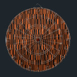Orangefarbene, coole, trendige, moderne geometrisc dartscheibe<br><div class="desc">Cooles, trendy, abstraktes geometrisches Muster, das mit vielen Rechtecken in der Menge / Dichteabstraktion hergestellt wurde. Moderne, urbane, einfache, lebendige grafische Kunst in Orange und Schwarz</div>