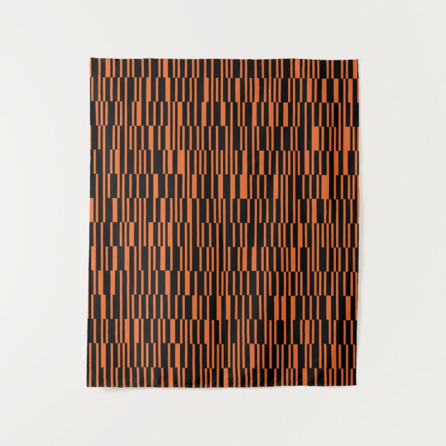 Orangefarbene, coole, trendige, moderne geometrisc wandteppich (Vorderseite)