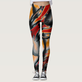 Orangefarbene digitale Farbvergrößerung Leggings