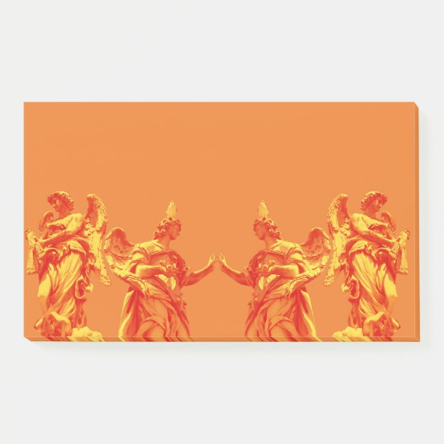 Orangefarbene digitale Kunst mit Skulpturen Post-it Klebezettel (Vorderseite)