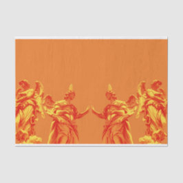 Orangefarbene digitale Kunst mit Skulpturen Seidenpapier