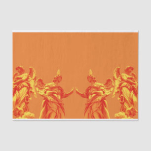 Orangefarbene digitale Kunst mit Skulpturen Seidenpapier