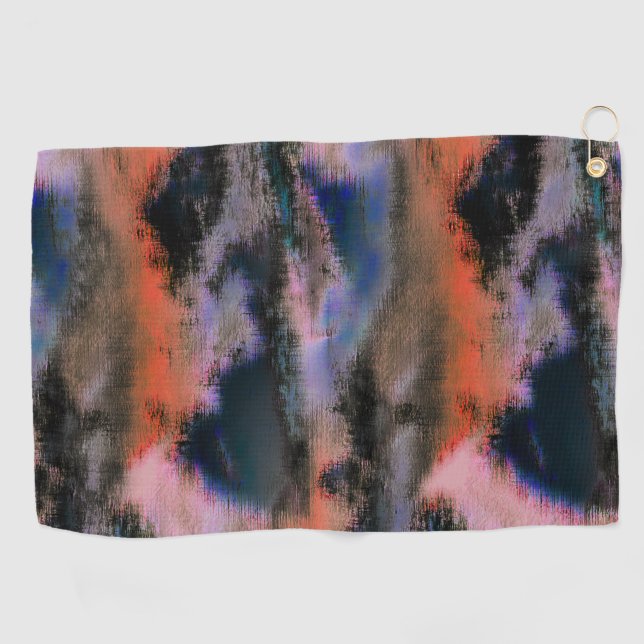 Orangefarbene dunkle Wolken Textur drizzed Offset Golfhandtuch (Horizontal)
