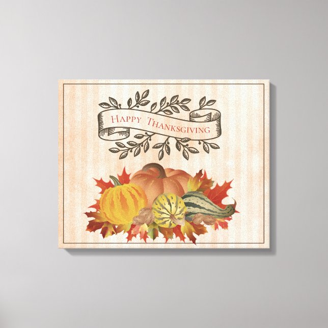 Orangefarbene Erntedank Pumpkins und Squash Leinwanddruck (Vorderseite)