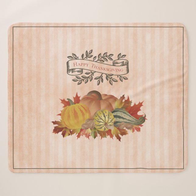 Orangefarbene Erntedank Pumpkins und Squash Sherpadecke (Vorderseite (Horizontal))