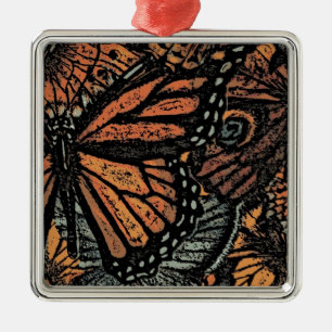 Orangefarbene Fantasie abstrakte Kunst Silbernes Ornament
