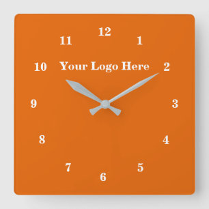 Orangefarbene Farbe - Anpassbar - Hinzufügen Ihre Quadratische Wanduhr