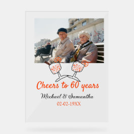 Orangefarbene Feier bis 60 Jahre Hochzeit Acrylschild