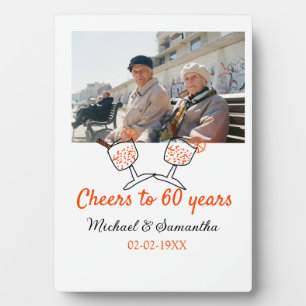 Orangefarbene Feier bis 60 Jahre Hochzeit Fotoplatte