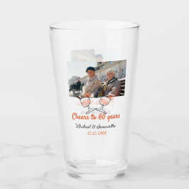 Orangefarbene Feier bis 60 Jahre Hochzeit Glas