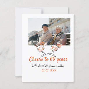 Orangefarbene Feier bis 60 Jahre Hochzeit Postkarte