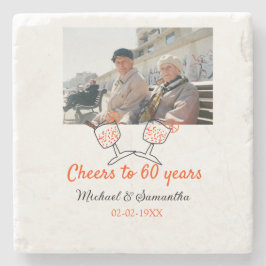 Orangefarbene Feier bis 60 Jahre Hochzeit Steinuntersetzer