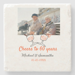 Orangefarbene Feier bis 60 Jahre Hochzeit Steinuntersetzer