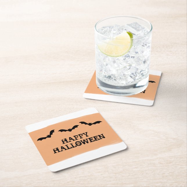 Orangefarbene Fledermäuse Halloween Untersetzer (Vor Ort)