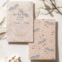 Orangefarbene Fledermäuse Niedliche Kinderdusche Einladung