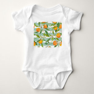 Orangefarbene Früchte: Nahtlos Vintag. Baby Strampler