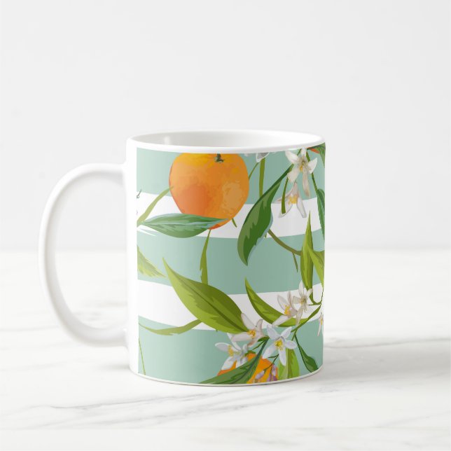 Orangefarbene Früchte: Nahtlos Vintag. Kaffeetasse (Links)