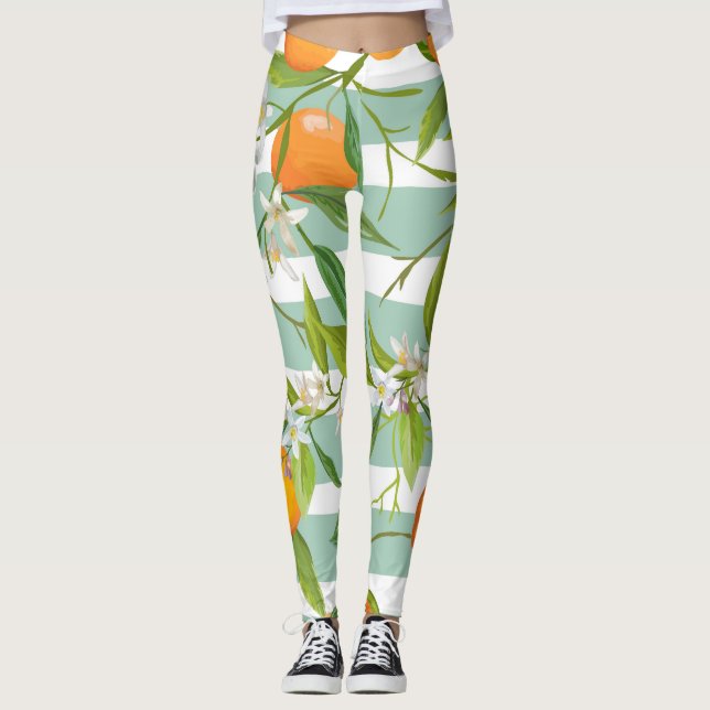 Orangefarbene Früchte: Nahtlos Vintag. Leggings (Vorderseite)