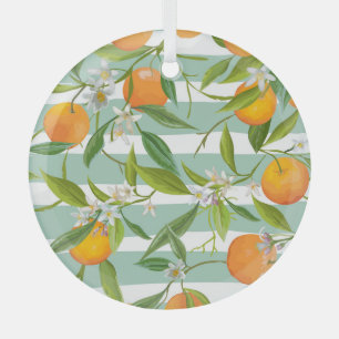 Orangefarbene Früchte: Nahtlos Vintag. Ornament Aus Glas