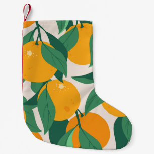 Orangefarbene Früchte und Blätter nahtlos Kleiner Weihnachtsstrumpf