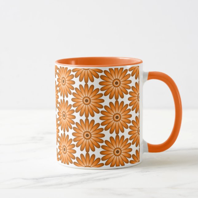 Orangefarbene Gänse im 70er-Stil Tasse (Rechts)