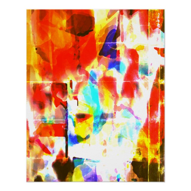 Orangefarbene, gelbe, blaue Lackierung - Design Poster (Vorderseite)