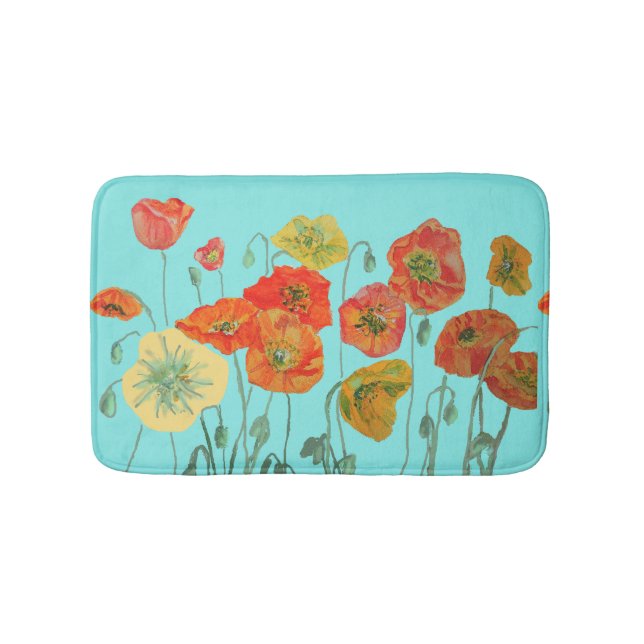 Orangefarbene Gelbe Pfoten Blume Bath Mat Badematte (Vorderseite)