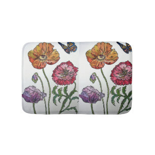Orangefarbene Gelbe Pfoten Blume Bath Mat Badematte