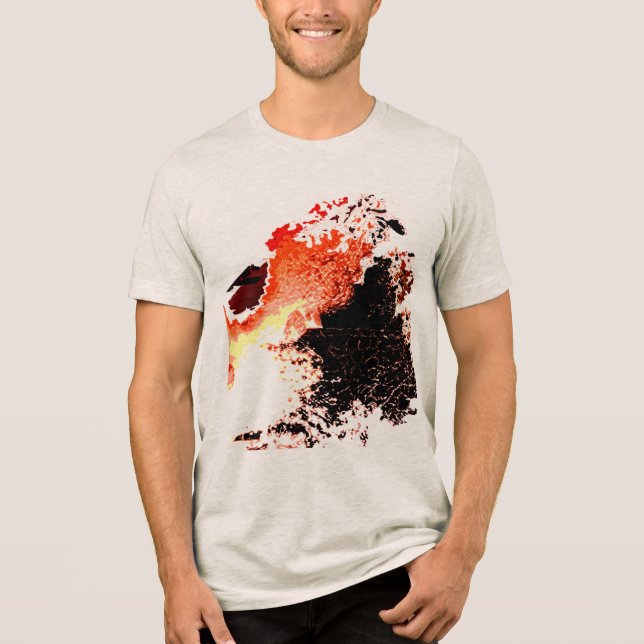 Orangefarbene, gelbe Pinselpinsel, Farbstiche Desi Tri-Blend Shirt (Vorderseite)