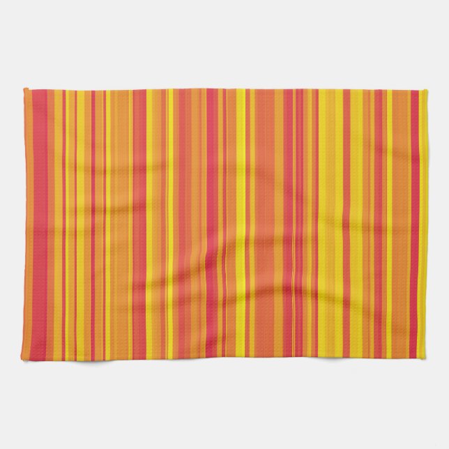 Orangefarbene, gelbe Streifen Geschirrtuch (Horizontal)