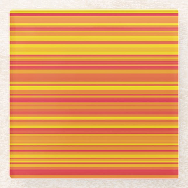 Orangefarbene, gelbe Streifen Glasuntersetzer (Vorderseite)