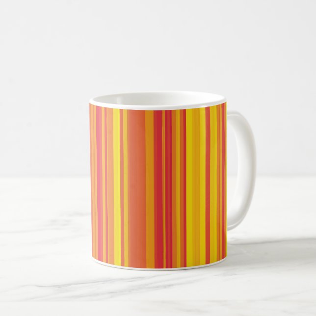 Orangefarbene, gelbe Streifen Kaffeetasse (VorderseiteRechts)