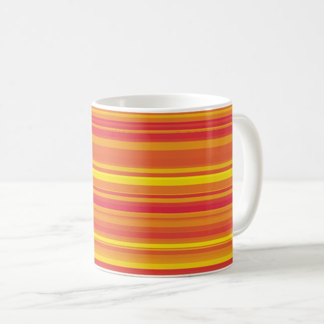 Orangefarbene, gelbe Streifen Kaffeetasse (VorderseiteRechts)