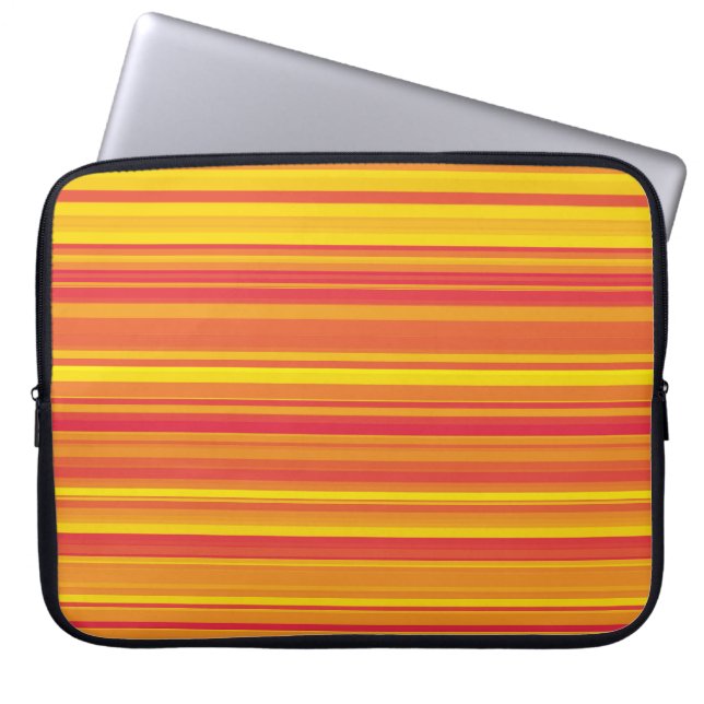 Orangefarbene, gelbe Streifen Laptopschutzhülle (Vorderseite)