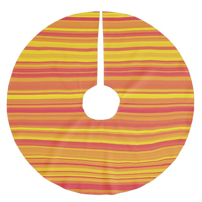 Orangefarbene, gelbe Streifen Polyester Weihnachtsbaumdecke (Vorderseite)