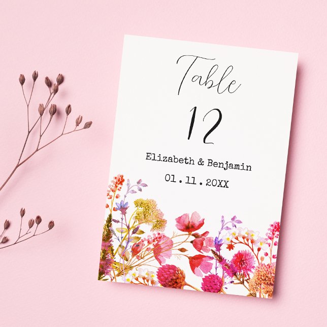 Orangefarbene, gelbe Wildblume Tischnummern (Orange pink yellow wildflower Table Numbers)