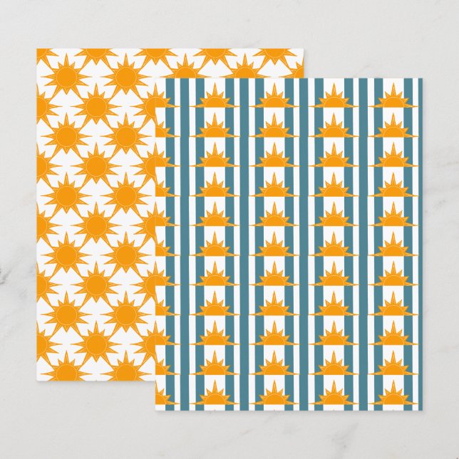 Orangefarbene Gelbsonne auf aquamarinen Streifen (Vorne/Hinten)