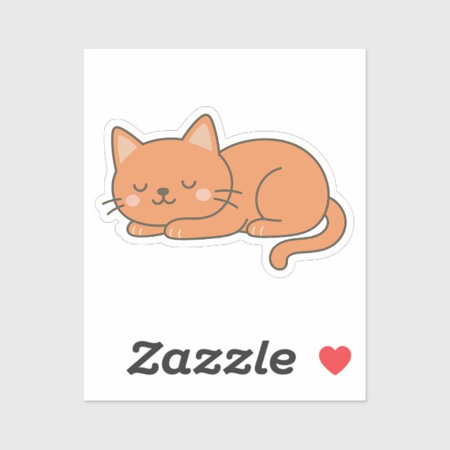 Orangefarbene Ginger-Katze – Süße schlafende Carto Aufkleber (Blatt)