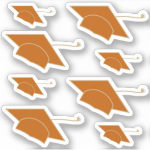 Orangefarbene Graduierungskappen, kundenspezifisch Aufkleber