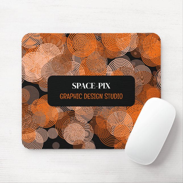 Orangefarbene grafische Kreise, Grafikdesigner Mousepad (Mit Mouse)