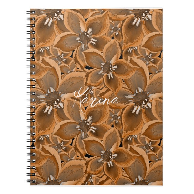 Orangefarbene, graue Aquarellfarben-Blume. Noteboo Notizblock (Vorderseite)