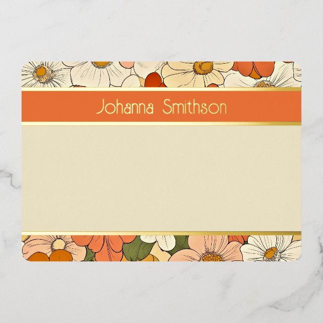 Orangefarbene Groove Horizontal Foil Stationery Folieneinladung (Vorderseite)