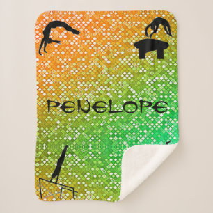 Orangefarbene, grüne Gymnastikveranstaltungen Sher Sherpadecke