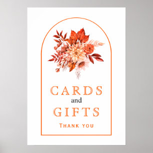 Orangefarbene HerbstBlume und Hochzeit im Herbst Poster