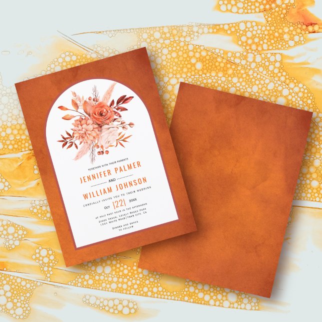 Orangefarbene HerbstBlume und Hochzeiten im Herbst Einladung (Von Creator hochgeladen)