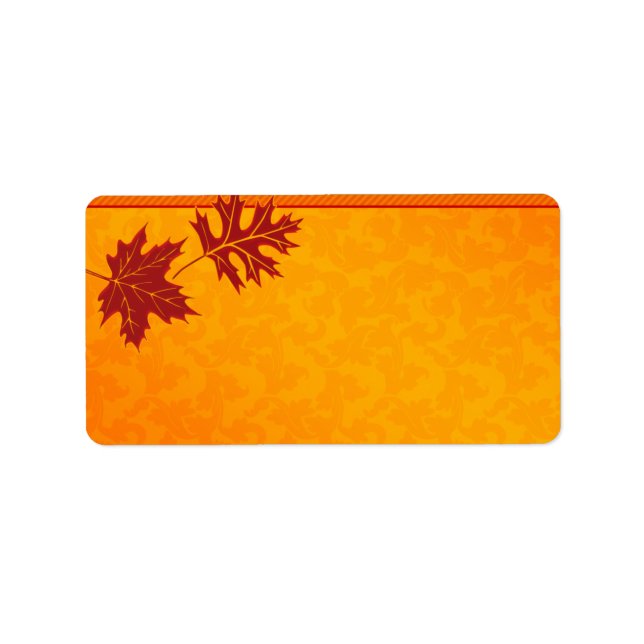 Orangefarbene Herbstlaub Hochzeitskennzeichen Adressaufkleber (Vorne)
