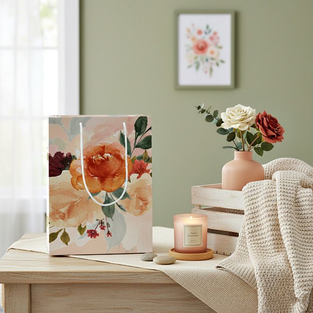 Orangefarbene Herbstwasserfarbe Mittlere Geschenktüte (Von Creator hochgeladen)